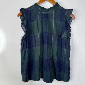 Isabella Sinclair High Neck Plaid Tank Top Size Medium